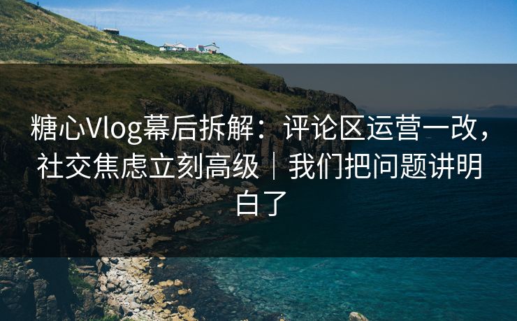 糖心Vlog幕后拆解：评论区运营一改，社交焦虑立刻高级｜我们把问题讲明白了