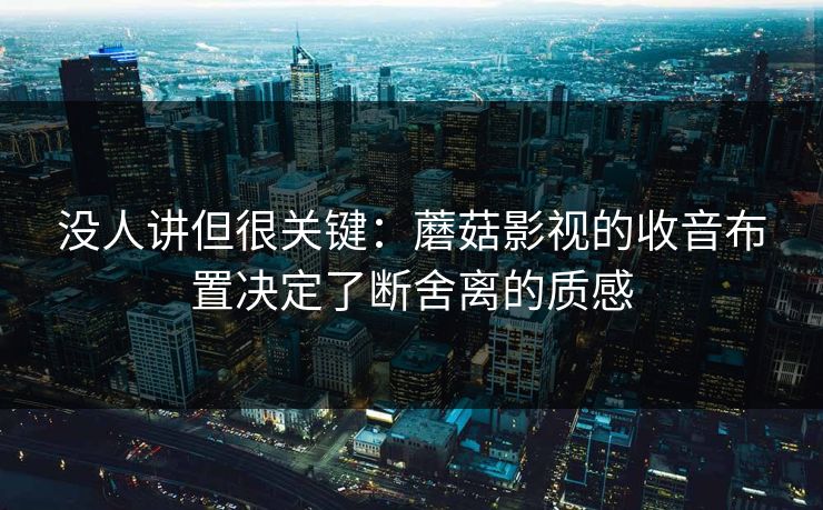 没人讲但很关键：蘑菇影视的收音布置决定了断舍离的质感