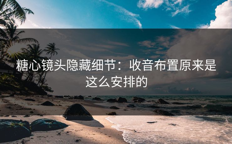 糖心镜头隐藏细节：收音布置原来是这么安排的