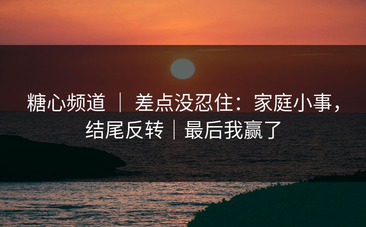 糖心频道 ｜ 差点没忍住：家庭小事，结尾反转｜最后我赢了