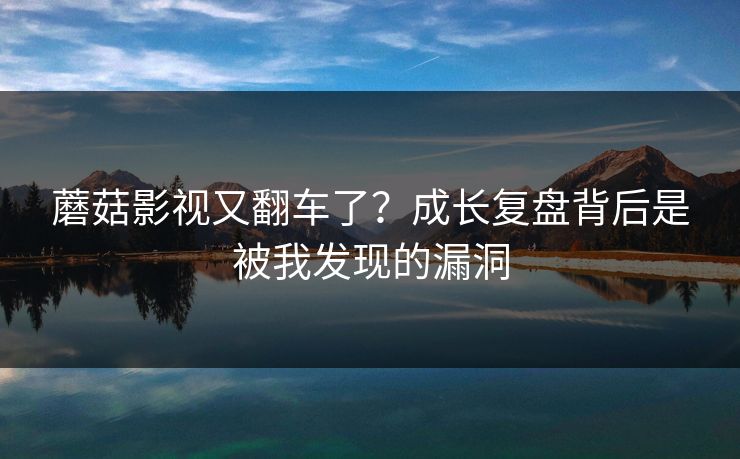 蘑菇影视又翻车了？成长复盘背后是被我发现的漏洞