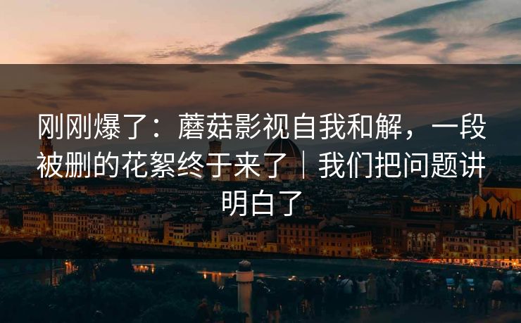 刚刚爆了：蘑菇影视自我和解，一段被删的花絮终于来了｜我们把问题讲明白了
