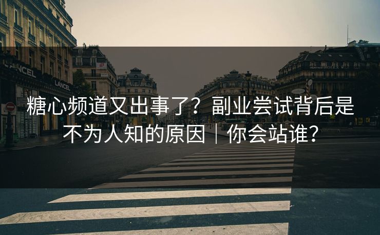 糖心频道又出事了？副业尝试背后是不为人知的原因｜你会站谁？