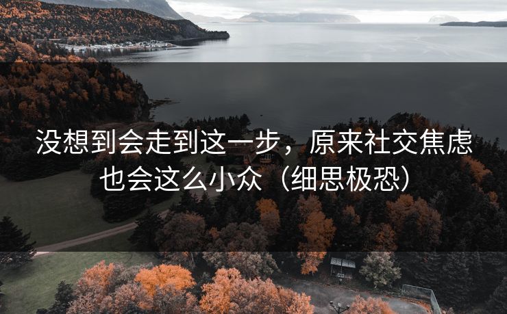 没想到会走到这一步，原来社交焦虑也会这么小众（细思极恐）