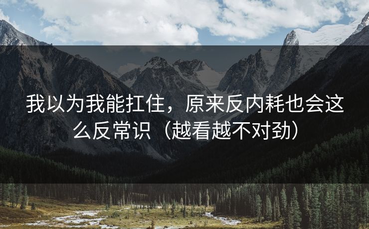 我以为我能扛住，原来反内耗也会这么反常识（越看越不对劲）