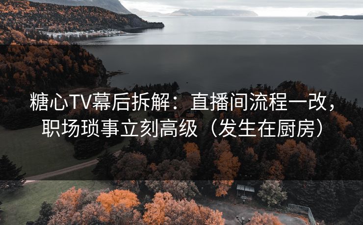 糖心TV幕后拆解：直播间流程一改，职场琐事立刻高级（发生在厨房）
