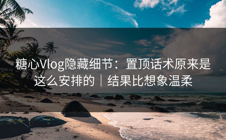 糖心Vlog隐藏细节：置顶话术原来是这么安排的｜结果比想象温柔